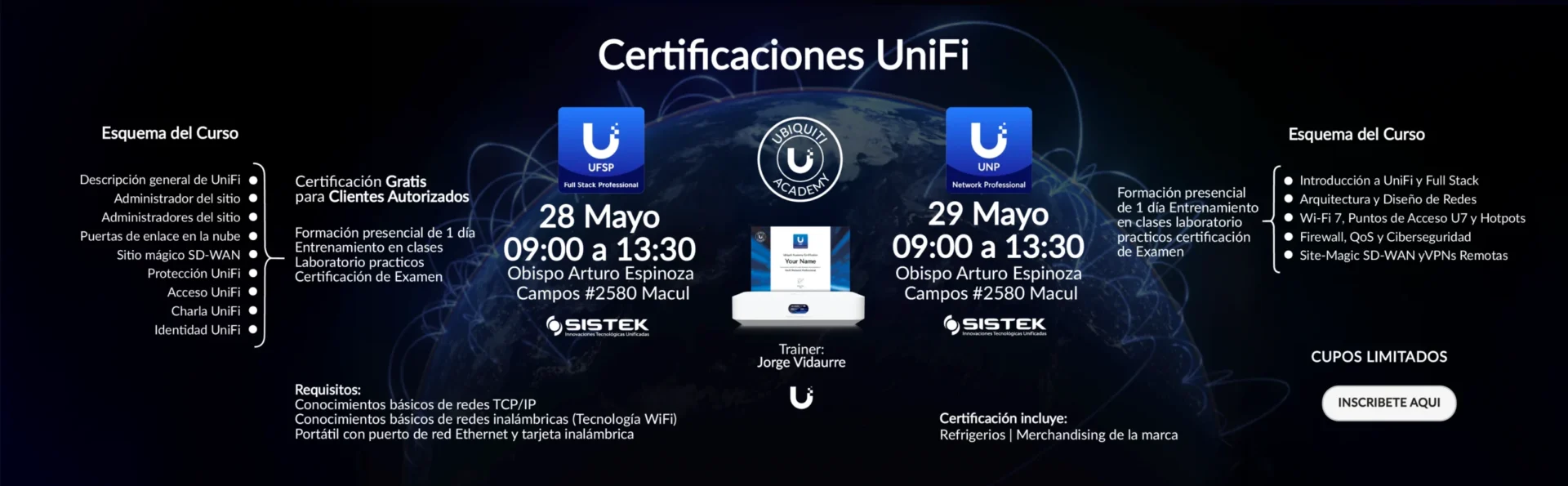 Certificación - UFSP Y UNP de Unifi Ubiquiti en Sistek Chile